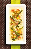 Ceviche made of freshwater fish and asparagus