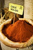 Chile Molido; Bulk Spices at Market in Juarez Market, Oaxaca Mexico