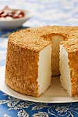 Plain Angel Food Cake with Slice Removed