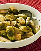 Maple Glazed Brussels Sprouts in a Serving Bowl