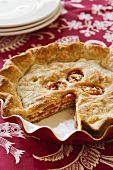 Homemade Tomato Pie with a Slice Removed