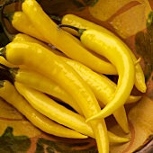 Whole Yellow Chili Peppers in a Bowl