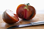 Red heirloom tomato, cut in half