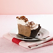 Slice of Chocolate Cream Pie with Chocolate Graham Cracker Crust