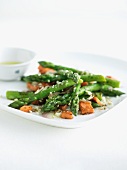 Roasted Asparagus with Cheese and Balsamic Vinaigrette