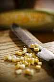 Corn Kernels with Knife