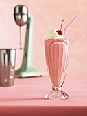 Old Fashioned Strawberry Shake with Straw
