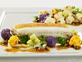 Stuffed Sole in Brown Butter Sauce with Multi-Colored Cauliflower Florets