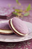 Two Lavender Whoopie Pies on a Plate