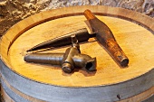 Wine Barrel and Tools; Chablis, France