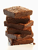 Stack of Chocolate Brownies; White Background