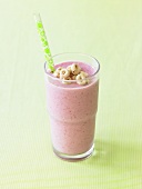 Berry Shake with Cereal and a Straw