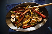 Serving Bowl of Roasted Vegetables with Honey and Pumpkin Seeds