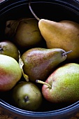 Assorted Pears in a Bowl; From Above