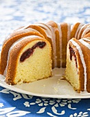 Cherry Coffee Cake with Slice Removed