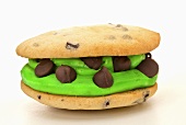 Mint Chocolate Chip Whoopie Pie on White Background