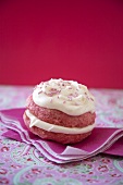 Pink Whoopie Pie with Frosting on Pink Napkin