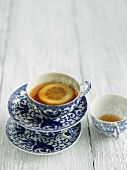 Hot Lemon Tea in China Tea Cups