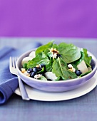 Spinach salad with blueberries and walnuts