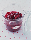 Cranberry relish in a jar