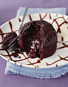 Chocolate Molten Lava Cake; Broken Open
