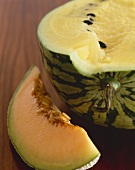 Two Types of Melon; Cantaloupe and White Watermelon