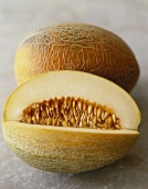 Melon with Slice Removed; Whole Melon