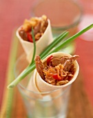 Two Mu Shu Pork Wraps in a Glass