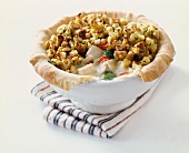 Vegetable Pot Pie with a Scoop Removed