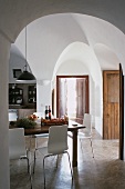 A dining room in a dammuso (Pantelleria, Sicily, Italy)