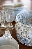 White-painted metal jars