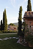 A garden and house in the Mediterranean countryside