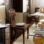 Bowls on antique wooden chairs