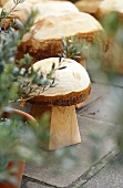 Wooden carved mushroom ornaments