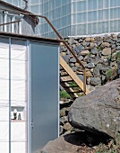 Details of an extension with outdoor stairs