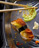 Fried sushi with wasabi