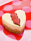 Small quark cake with red hearts