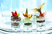 Tiramisu in three different styles in glasses