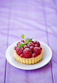 Raspberry tartlet with redcurrants