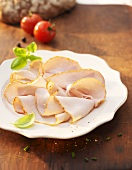 A plate of smoked turkey breast