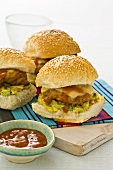Mexican chicken burger (burger with guacamole and salsa)