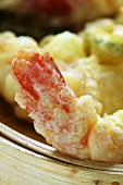 Prawns and vegetables in tempura batter