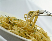 Spaghetti with rosemary and pistachios