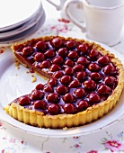 Ganache tart with morello cherries