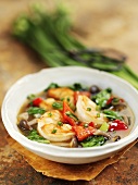 Braised shrimps with vegetables (China)
