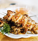 Barbecued chicken kebabs