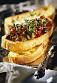 Crostini (Toasted bread with chicken liver & capers, Italy)
