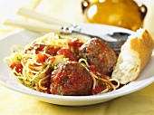 Spaghetti with meatballs and tomato sauce