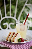 Lemonade and strawberry sandwich
