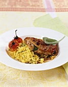 Saltimbocca con il riso (Veal escalope with sage and rice)